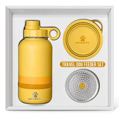 Free Sample Custom Logo 3 in 1 Portable Stainless Steel Pet Feeder Bowl Travel Dog Doggie Water Bottles Products